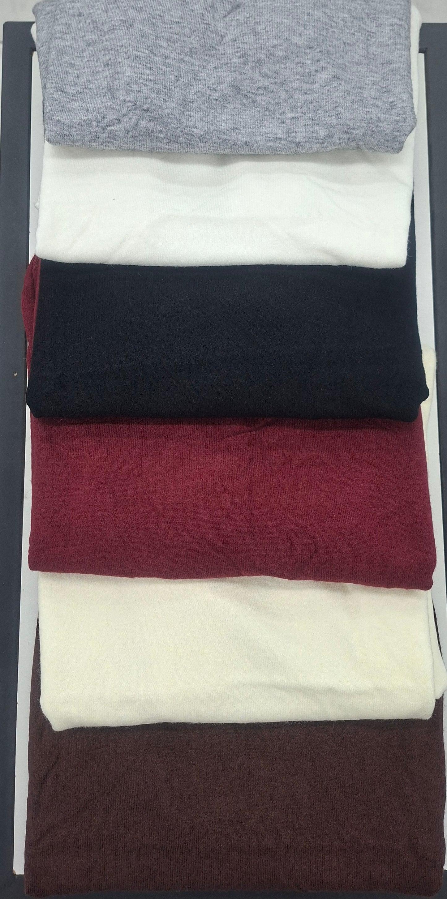 Knit High Neck With Gold Button Long Sleev