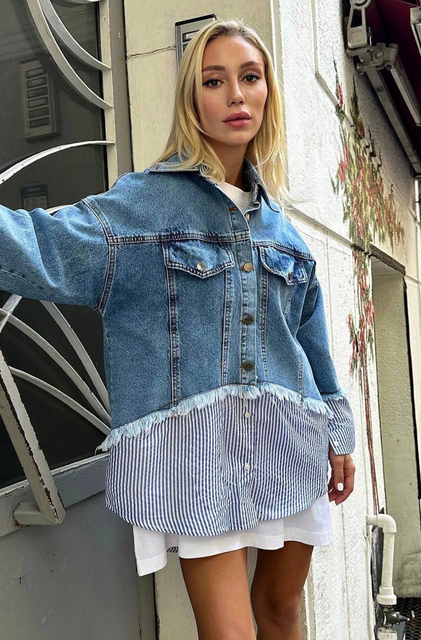 Jeans jacket with shirt details