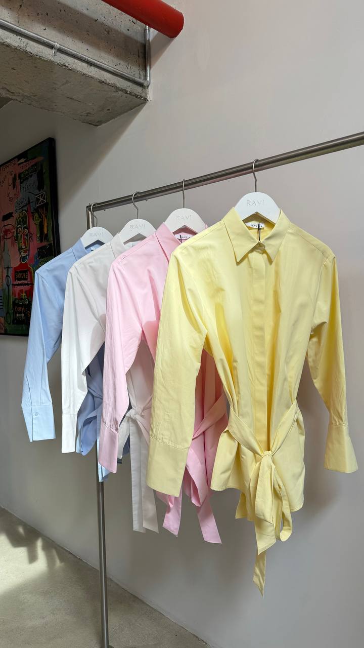 Buttonless Belted shirt (premium poplin)