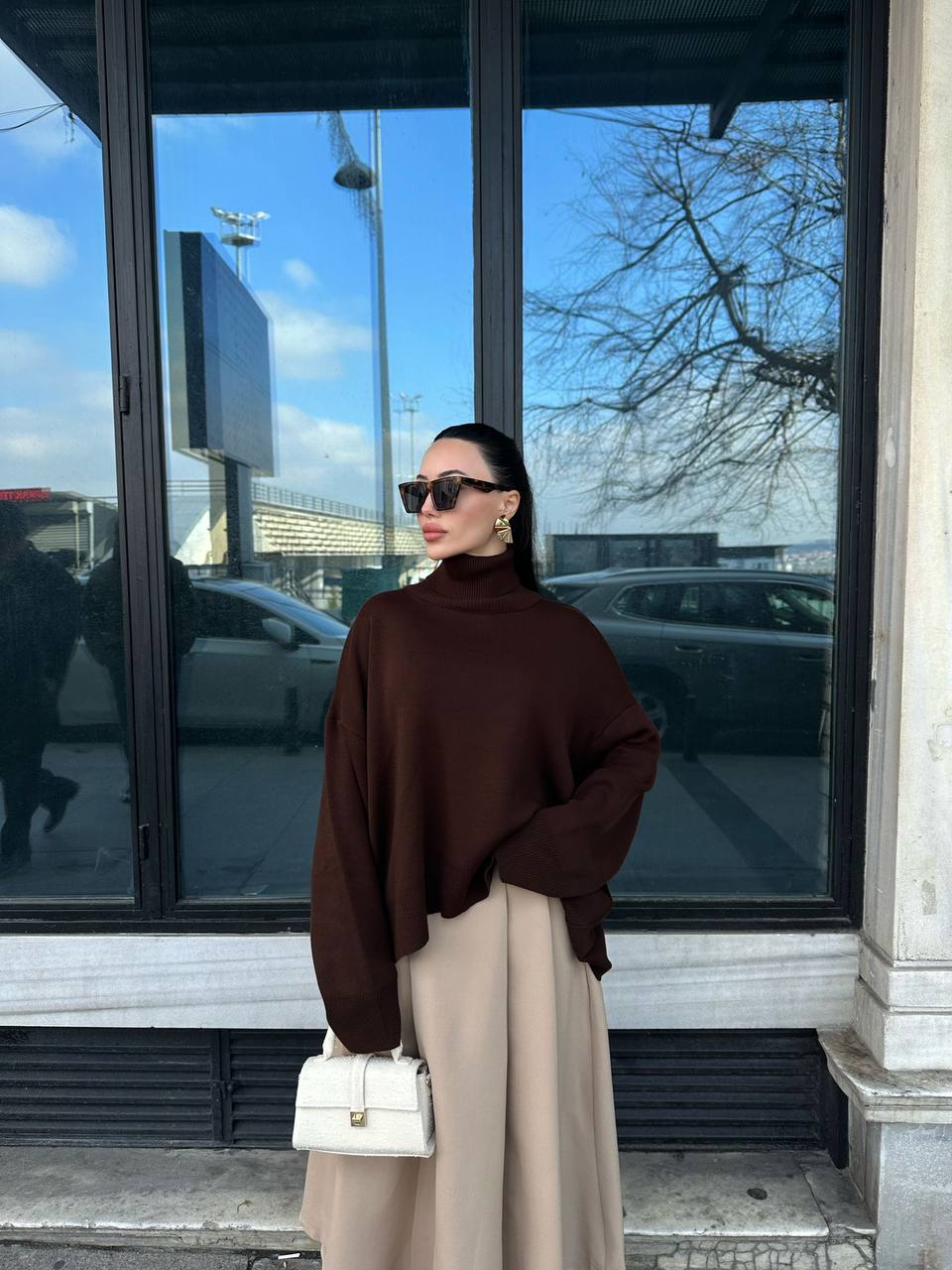 Oversized high-neck jumper