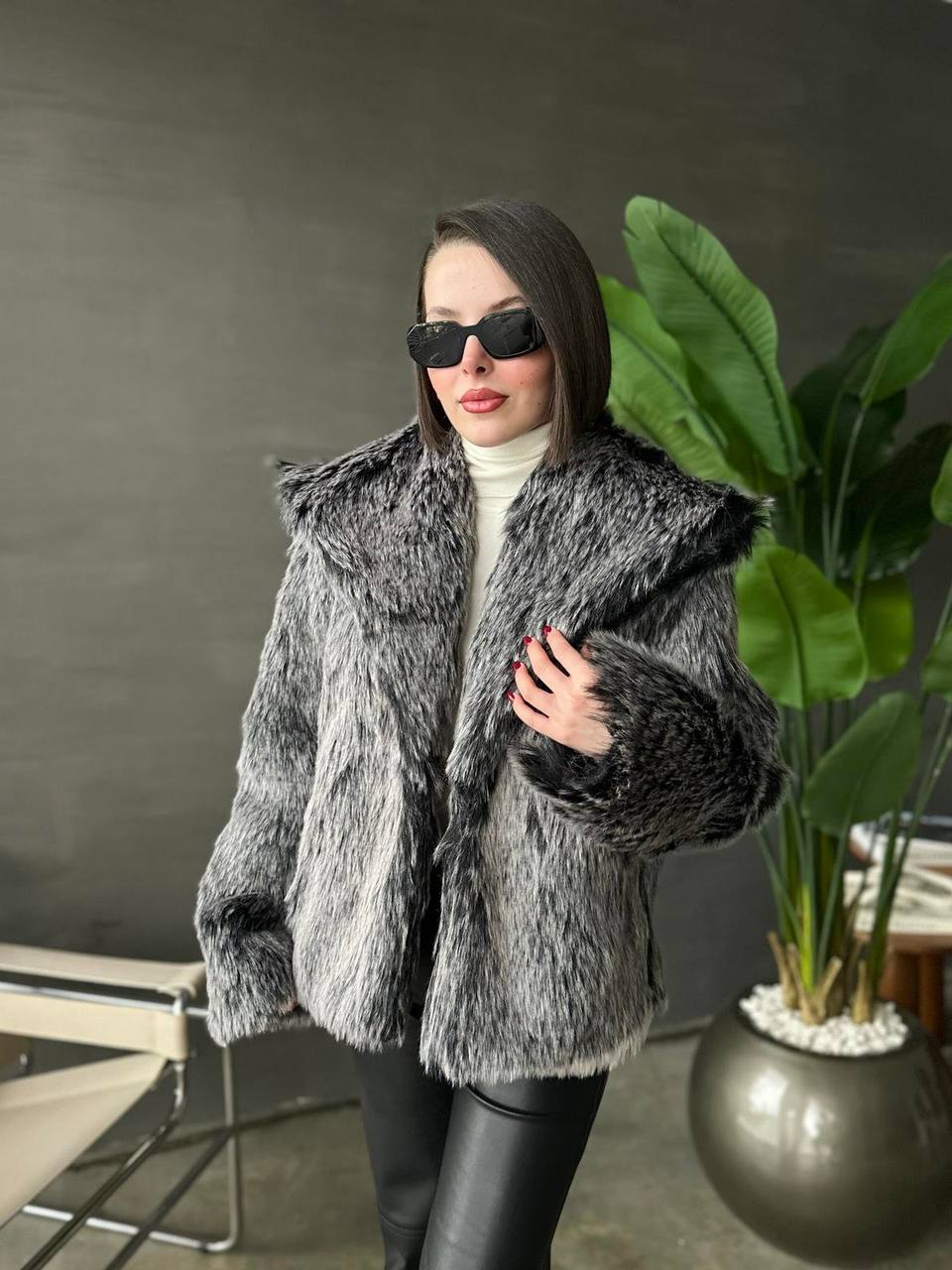 Oversized fur jacket