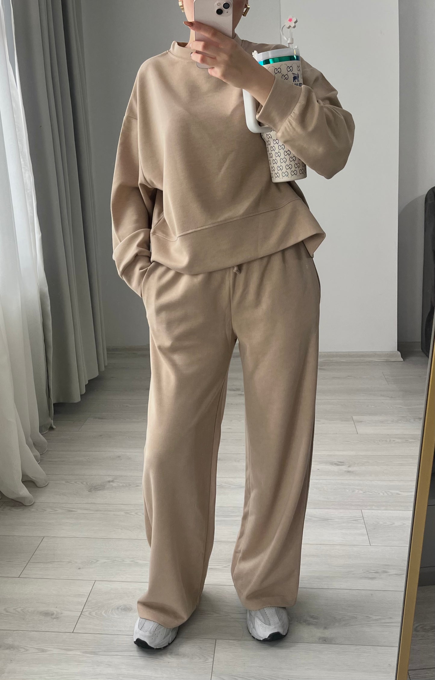 Oysho cotton tracksuit (cappuccino)