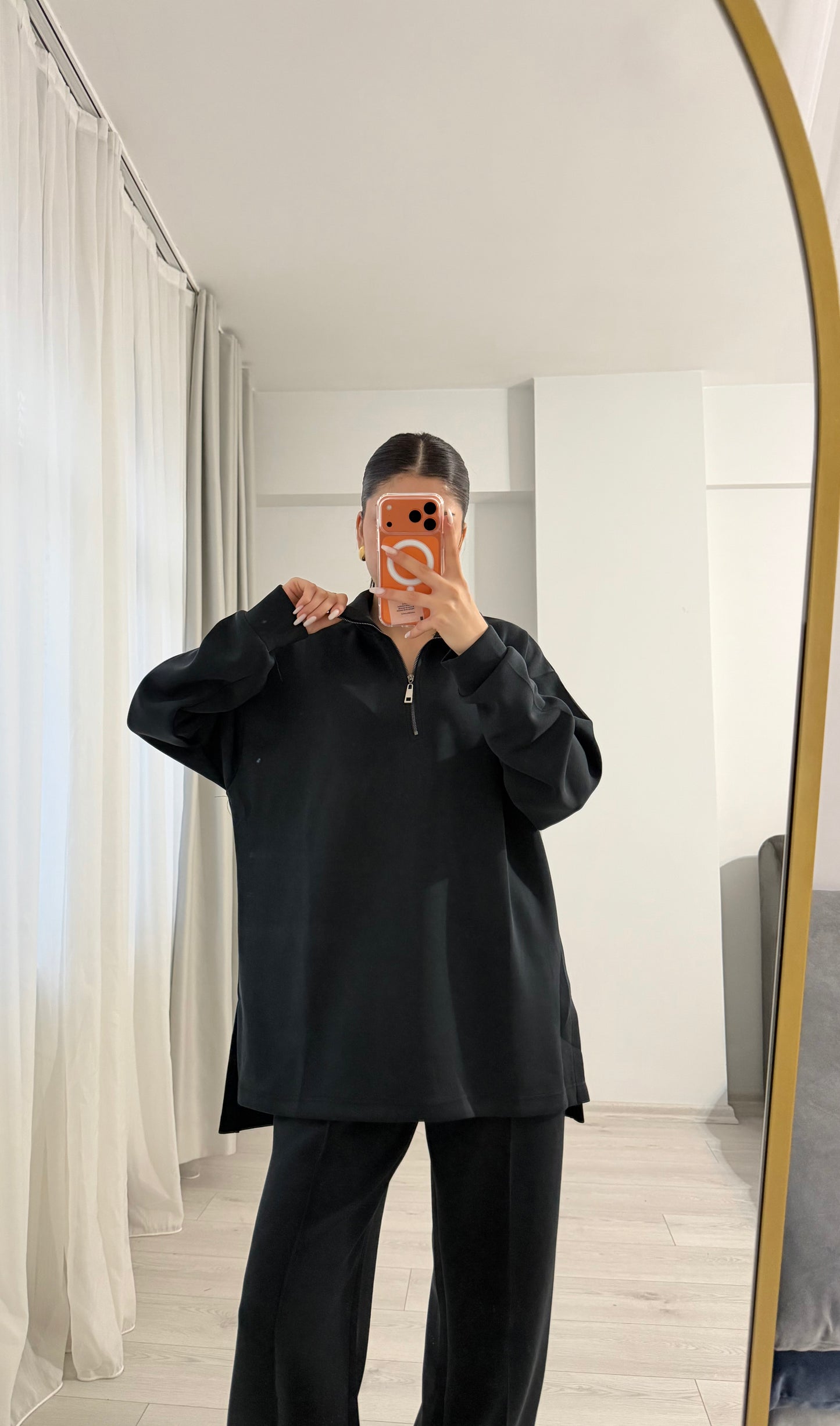 Premium Oysho fabric Two-Piece Set (smoky black)