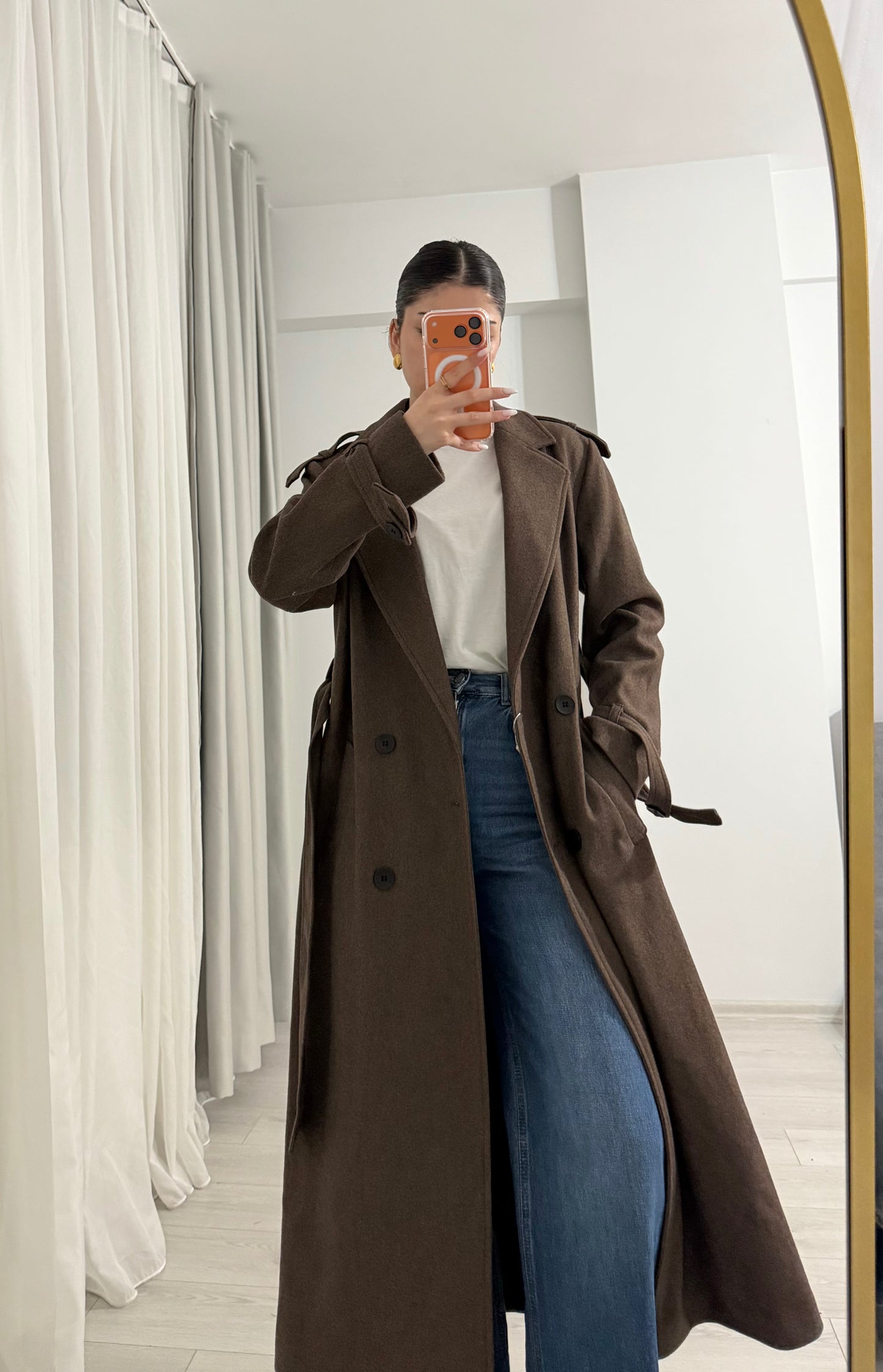 ASIA brand Double breasted coat with belt