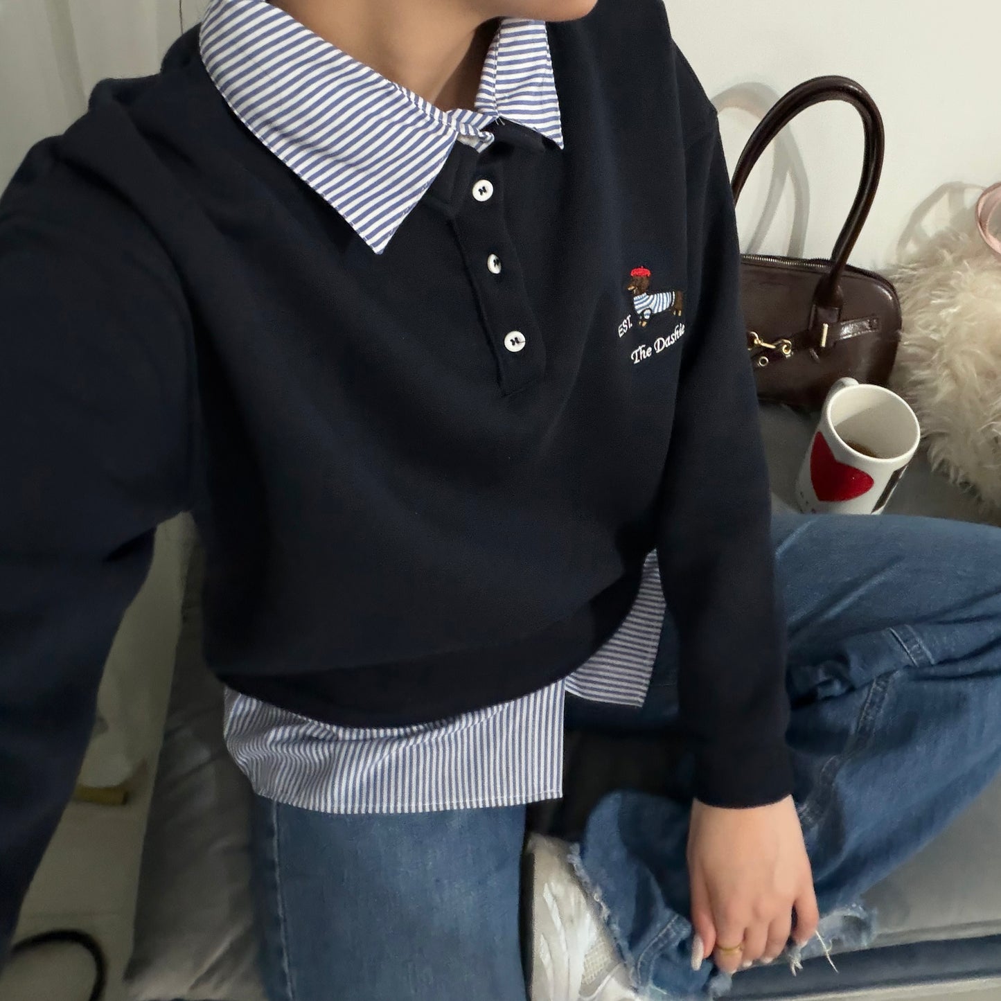 Fleece Sweatshirt with shirt details
