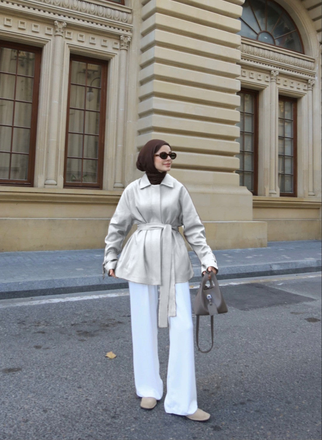 Belted Zippered jacket with belt on sleeves
