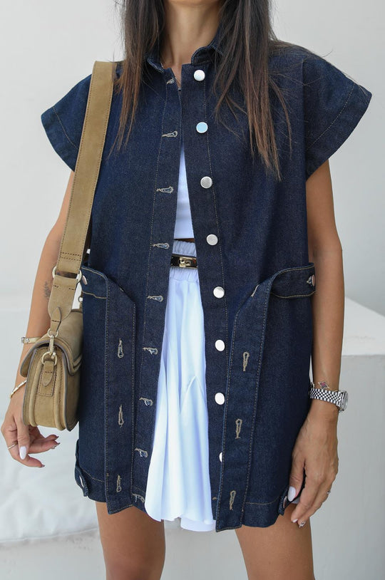 Belted jeans vest
