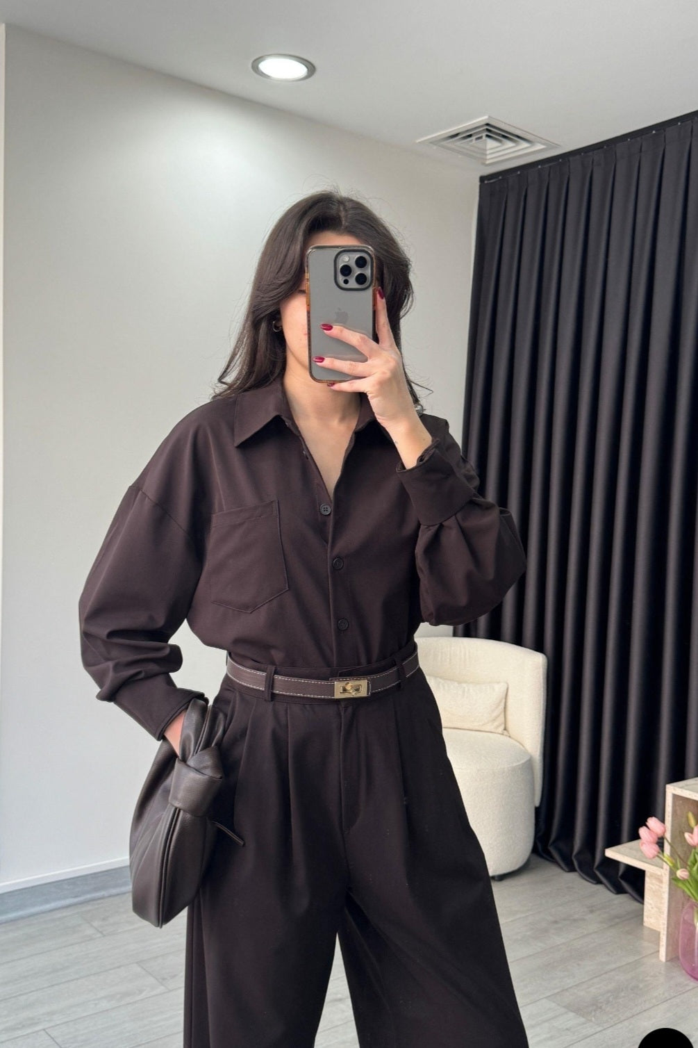 Poplin Oversize shirt with pleated wide leg trouser co-ord set