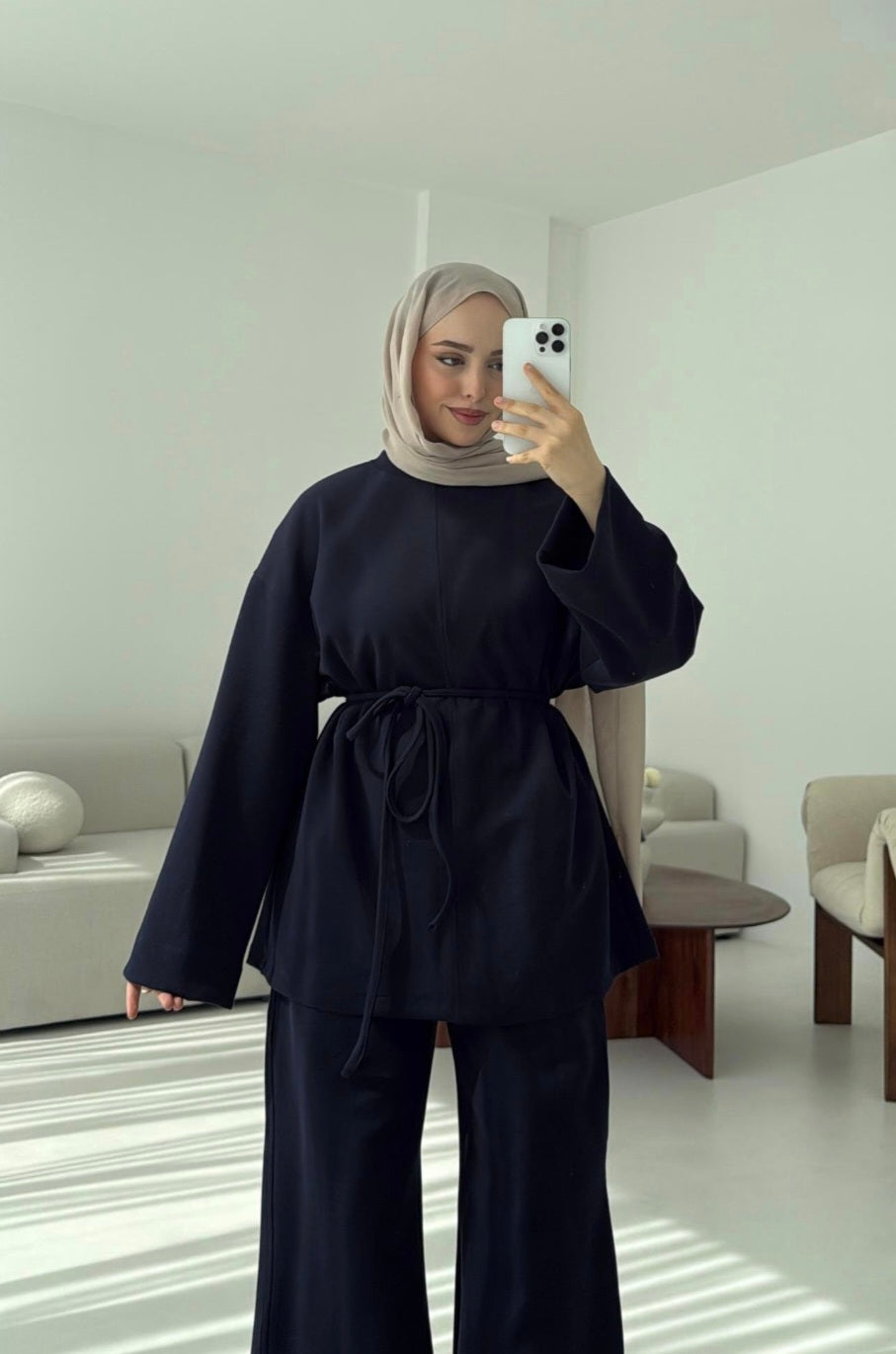 Belted Wide sleeve blouse Wide leg pants Oysho fabric tracksuit