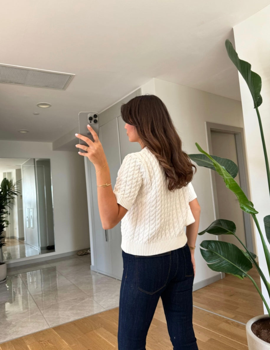 Short sleeve gold buttons Cardigan