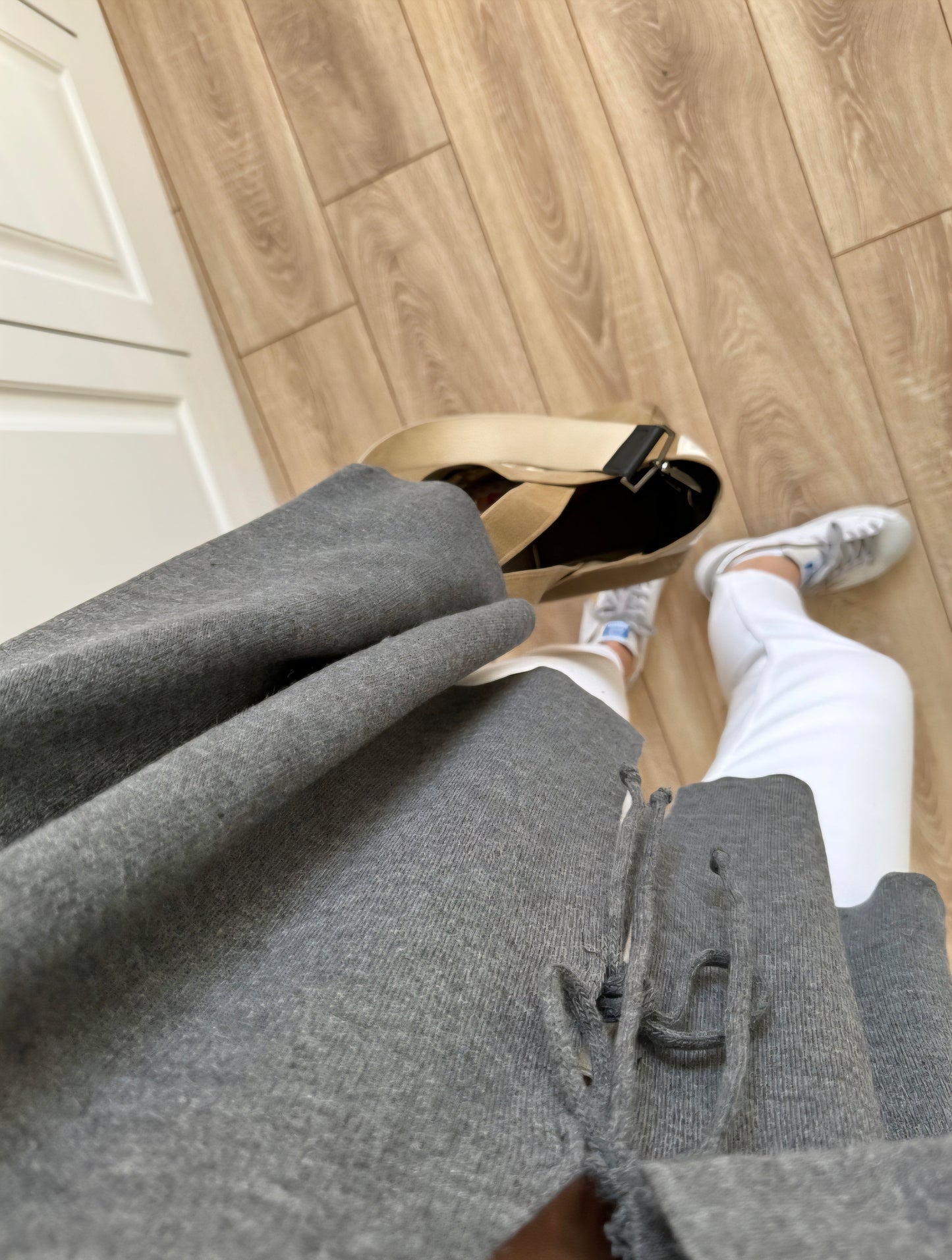 Grey Knit Cardigan with Tie Front