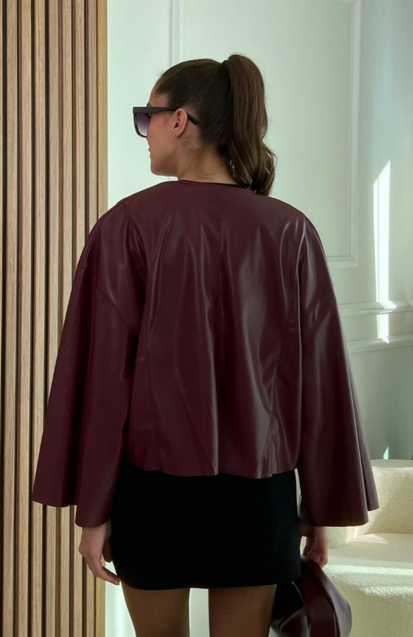 Massimo dutti model faux Leather kimono