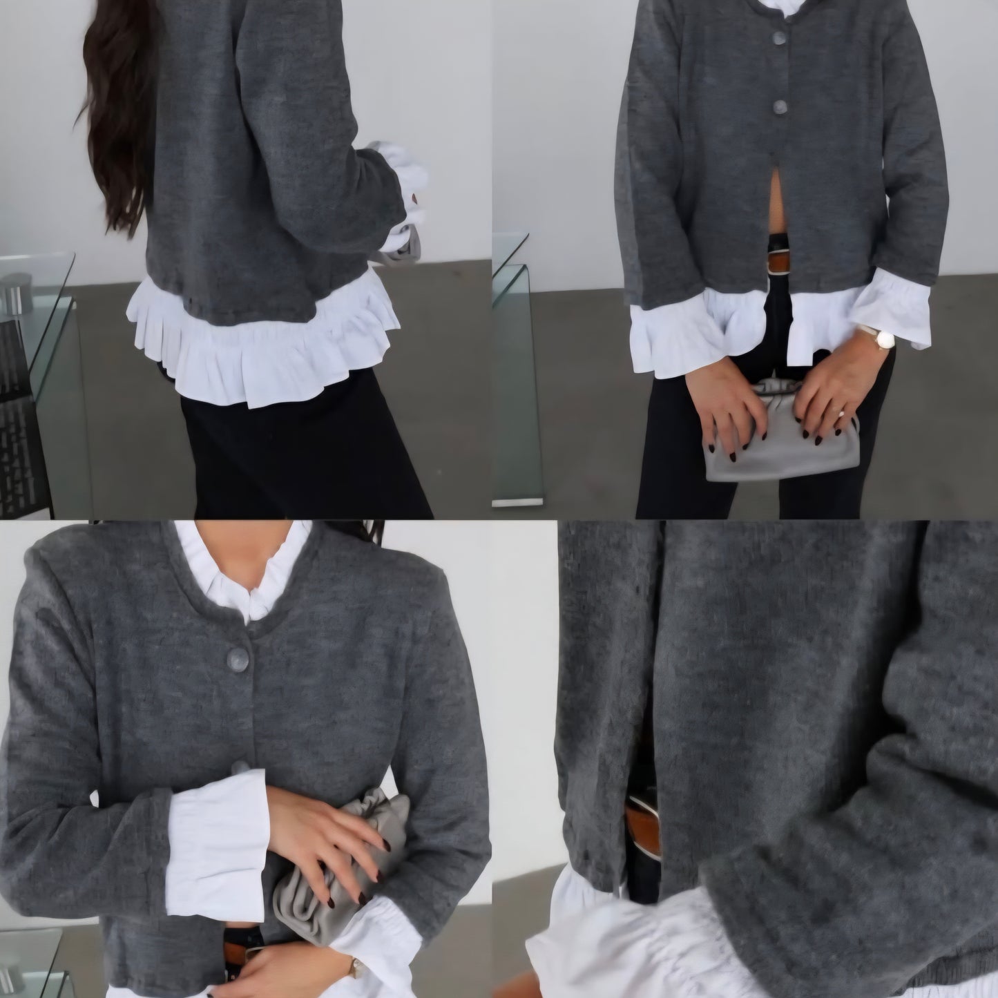 Wool Cardigan with ruffle details
