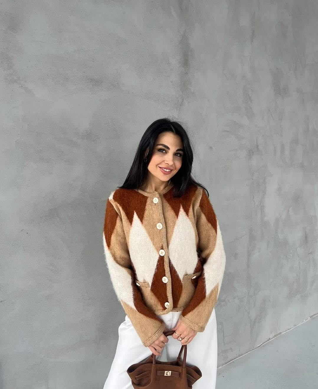 Daimond patterned mohair Cardigan