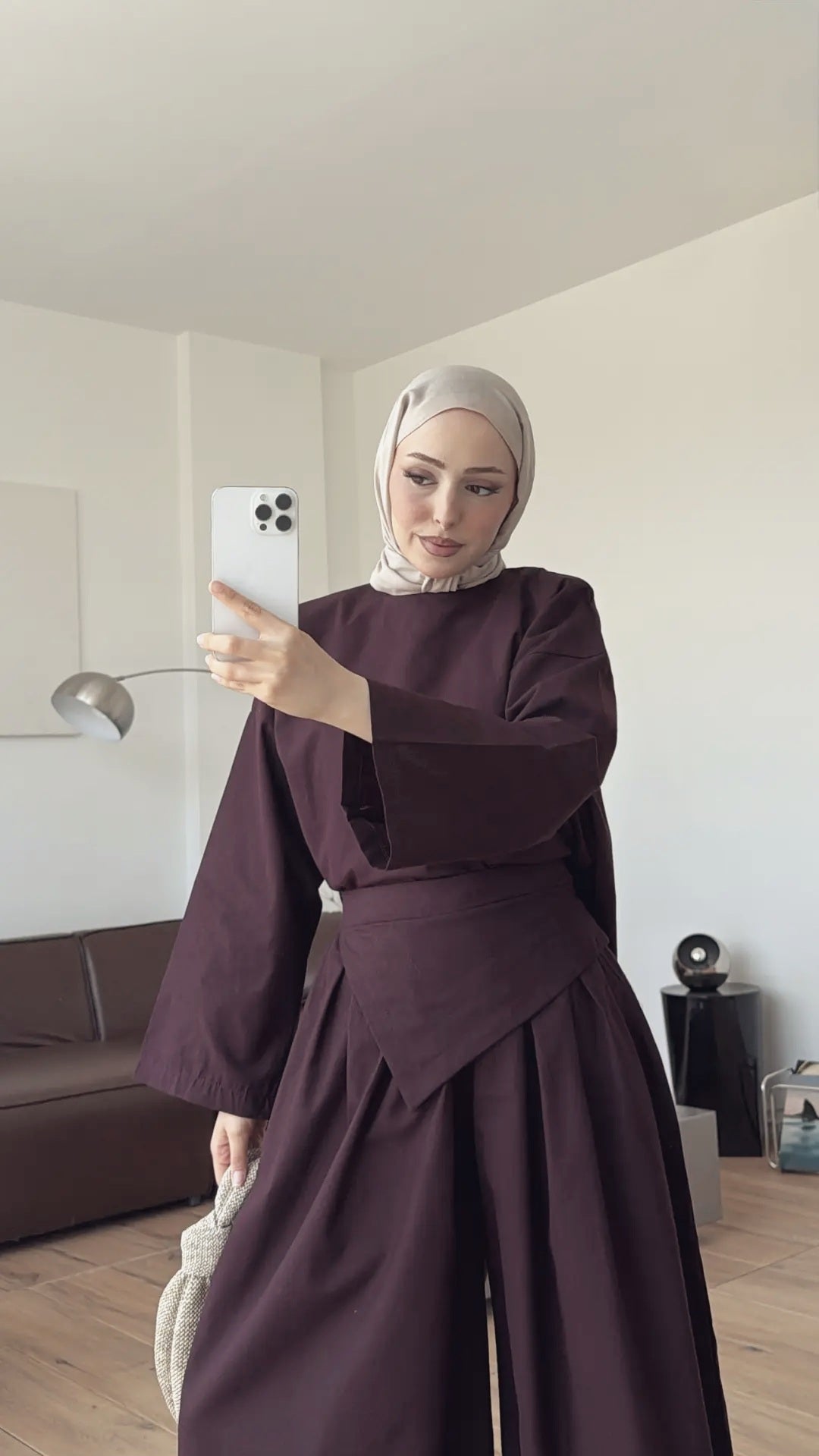 PIECE DETAILED LINEN SET - BURGUNDY