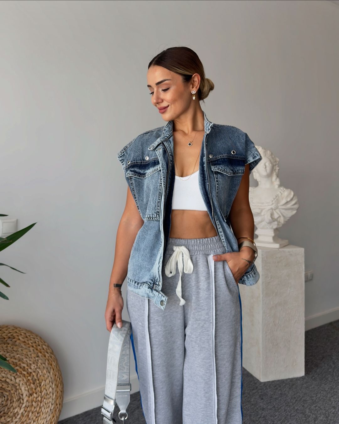 Oversize jeans vest