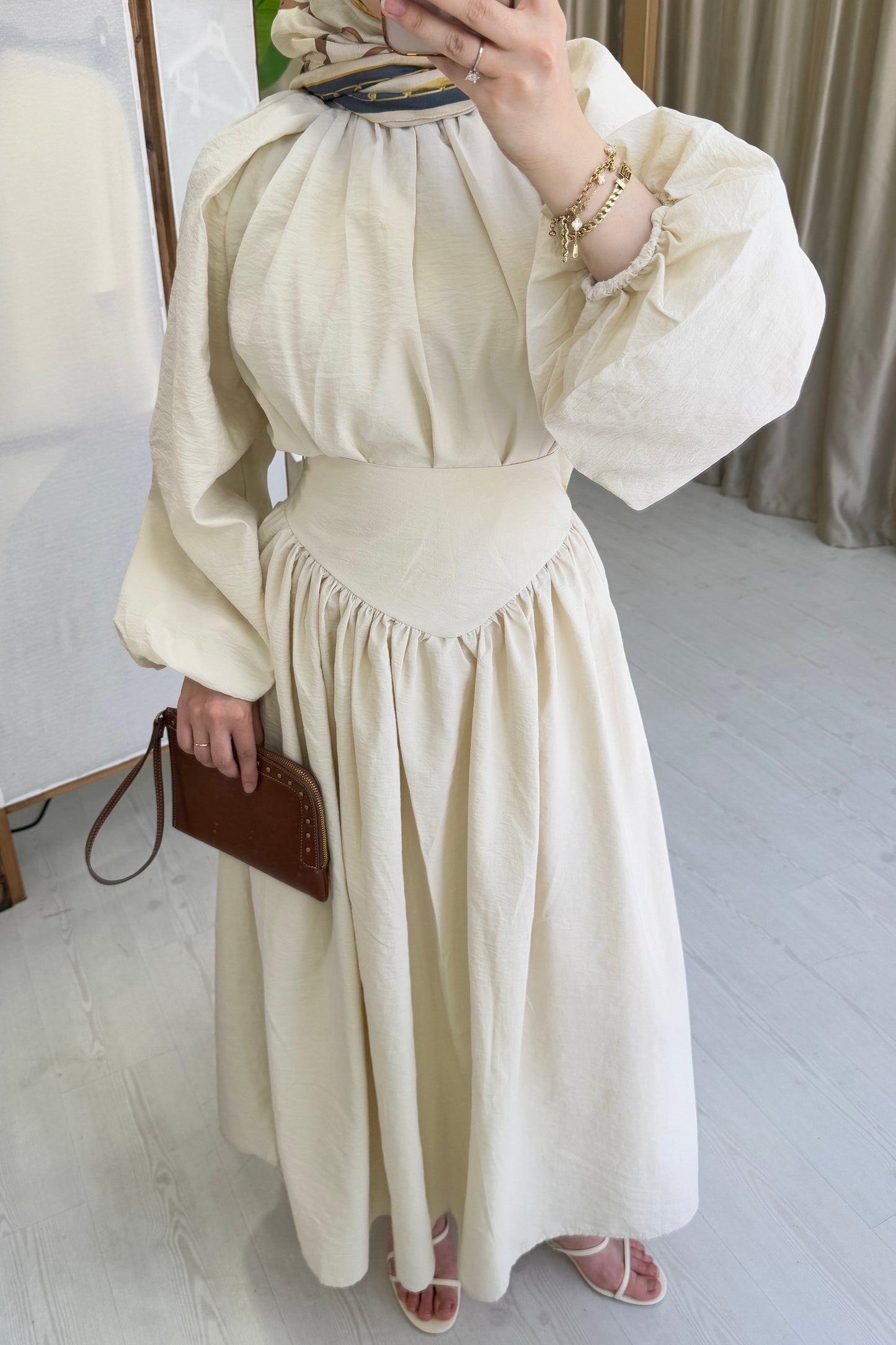 Cupra fabric Model Corset Waist Set - ivory