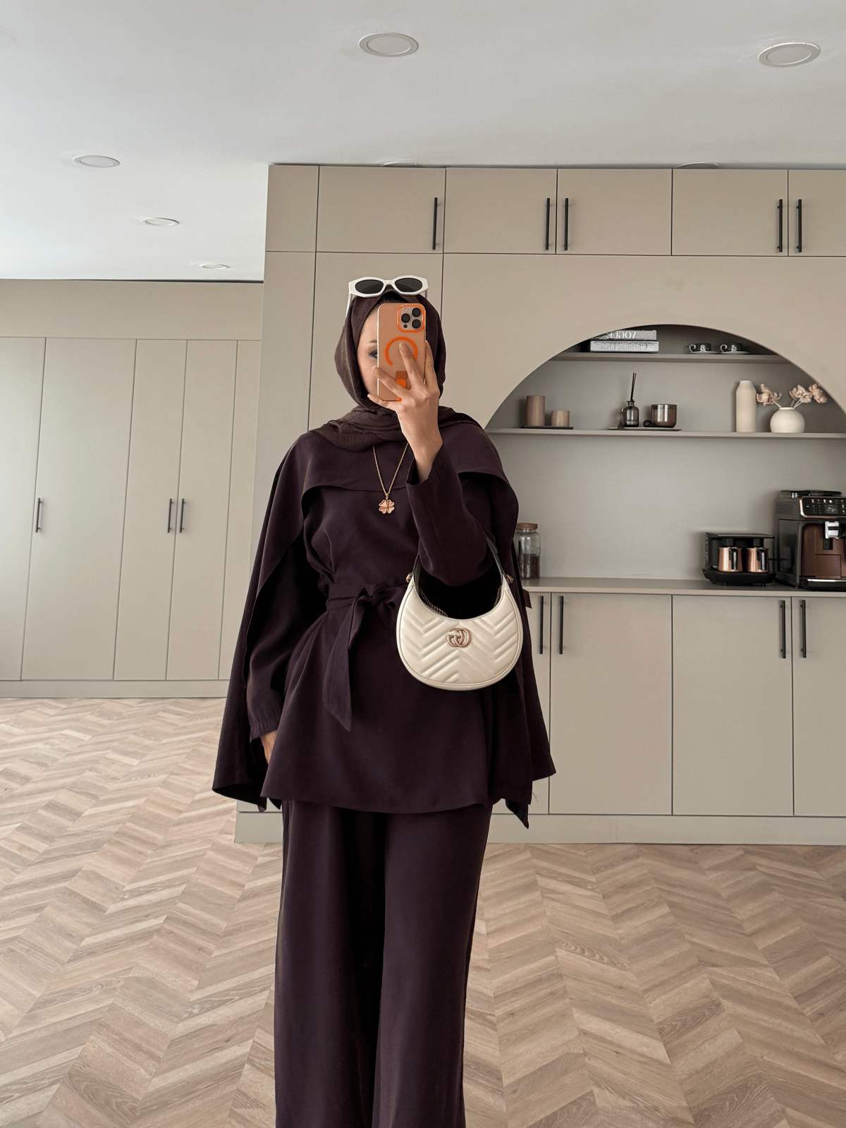 Burgundy Cape Style Two-Piece Set