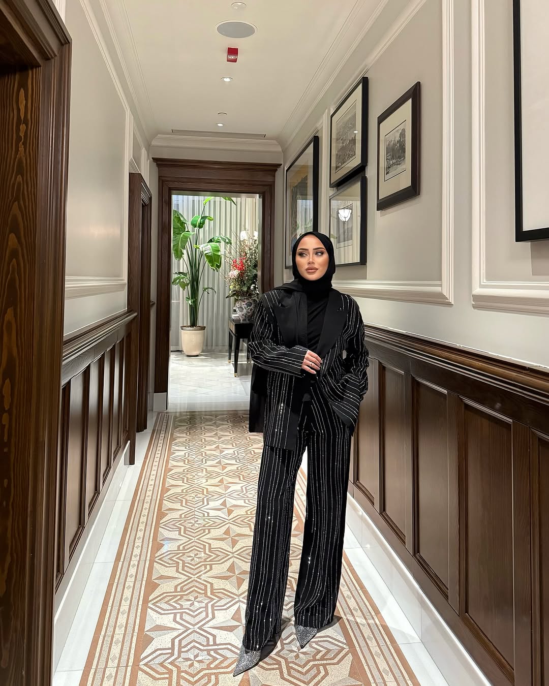 Fully studded suit with rhinestones