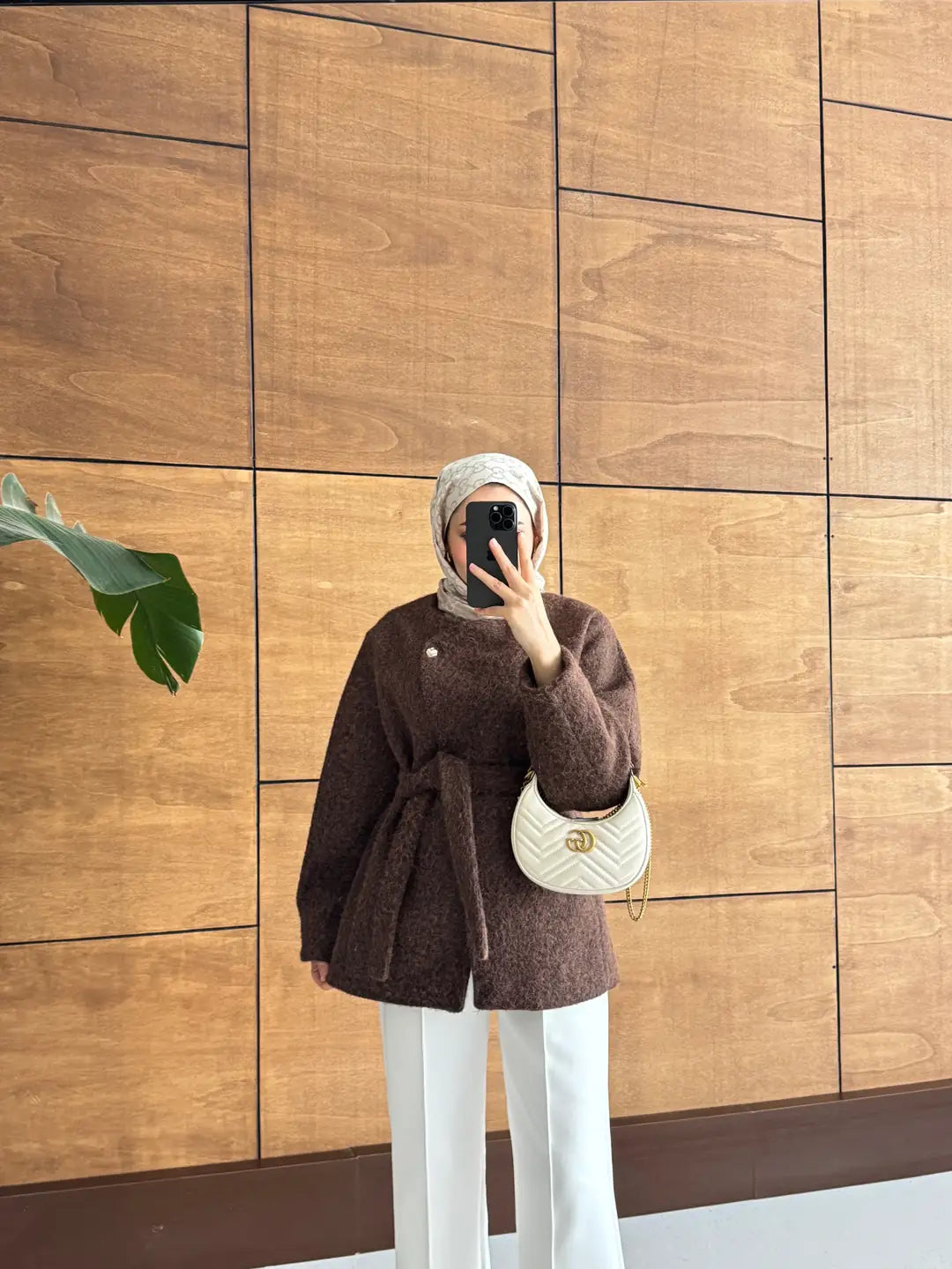 Short belted Cachet Coat With Gold Buttons