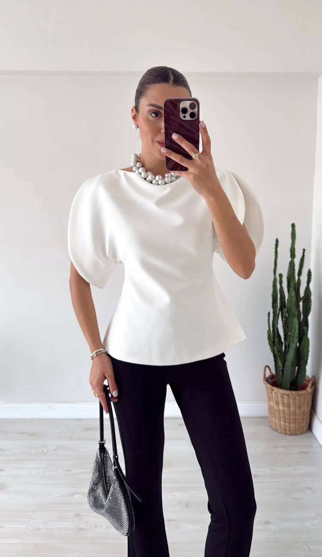 Balloon Sleeve Blouse White