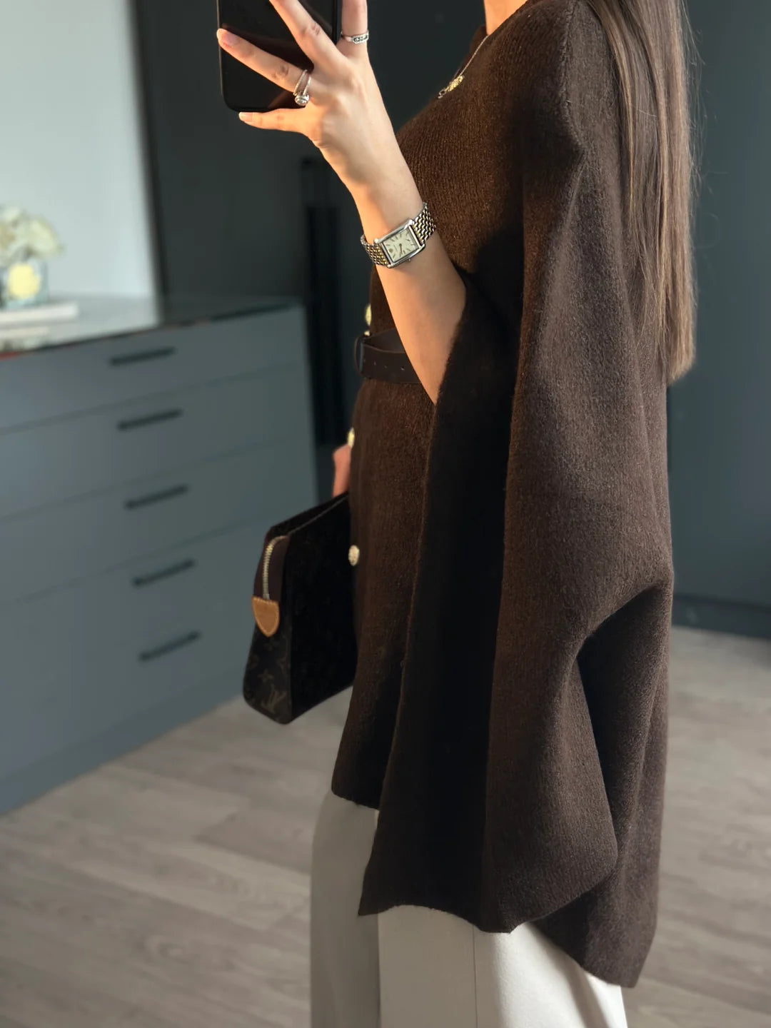 Wool Poncho with belt