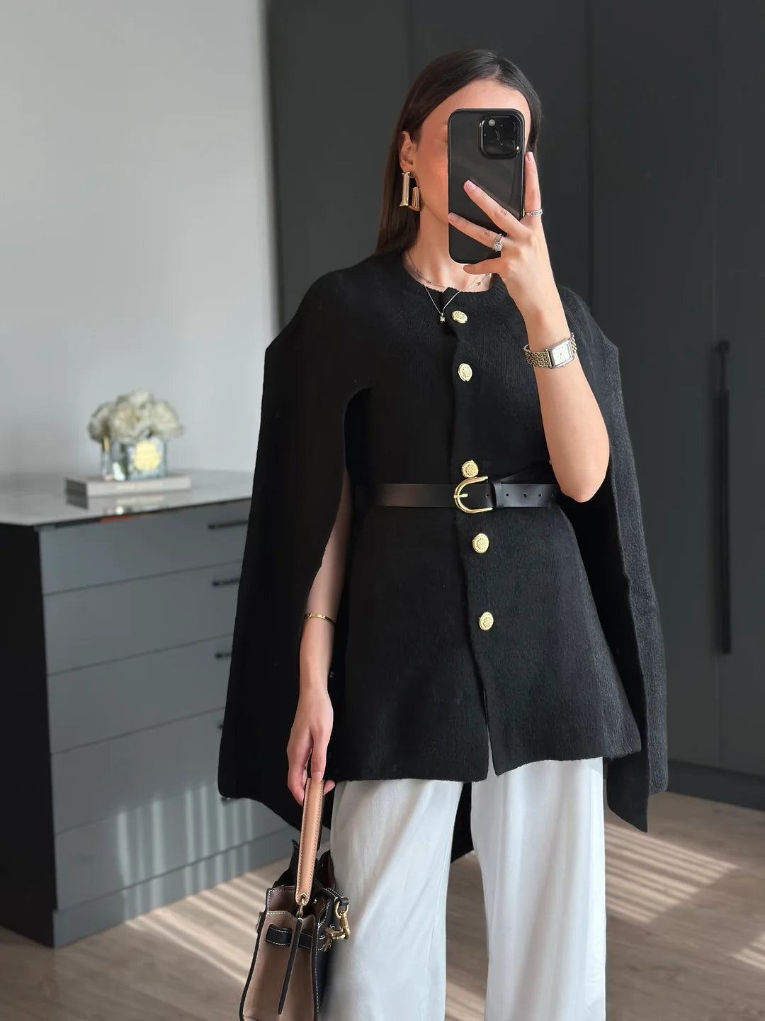 Wool Poncho with belt