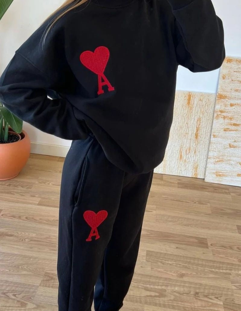 Fleece tracksuit with ami logo