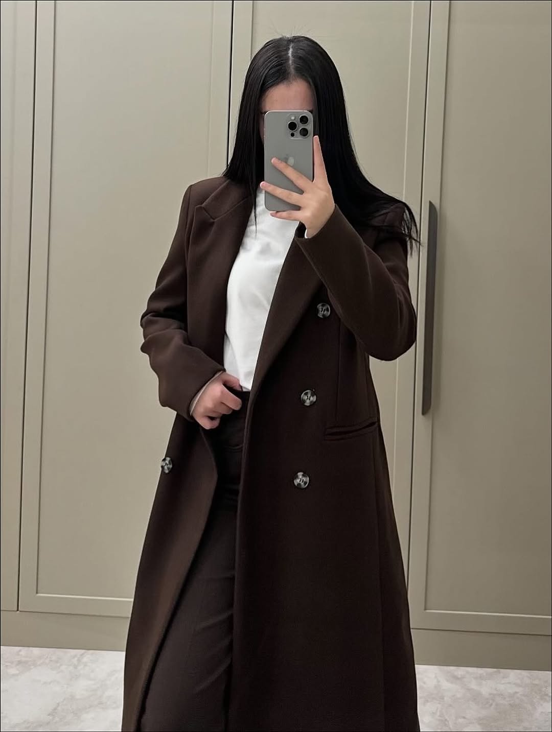 Massimo dutti double breasted coat- brown