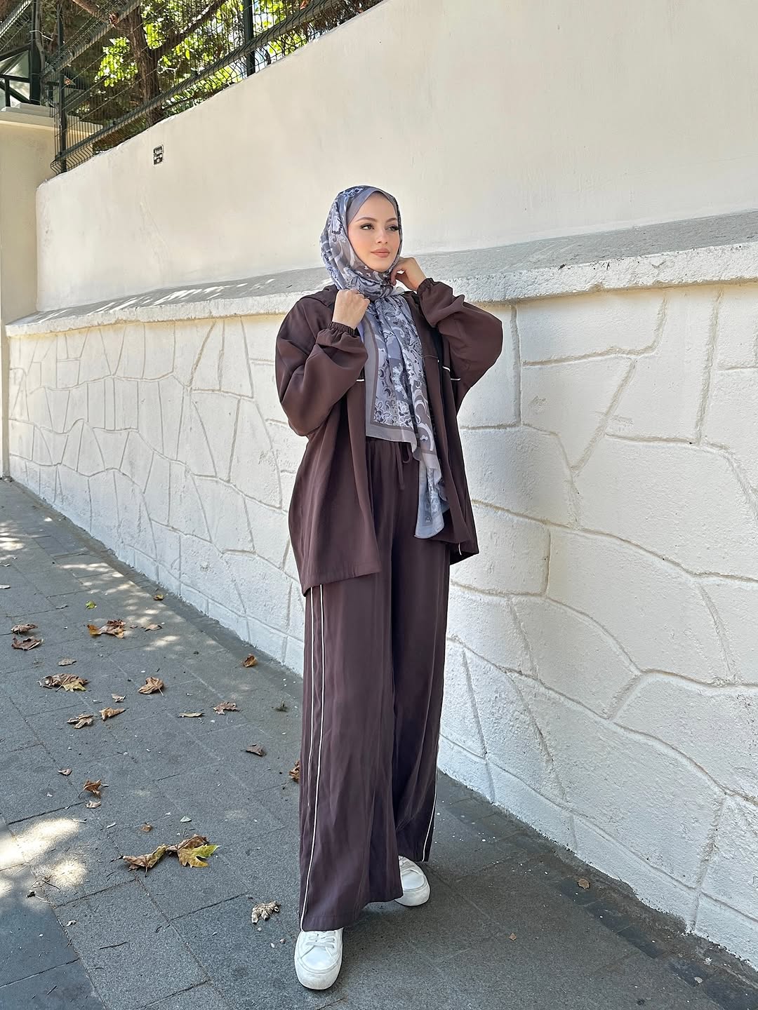 Modal hooded jacket with wide leg pants co-ord set