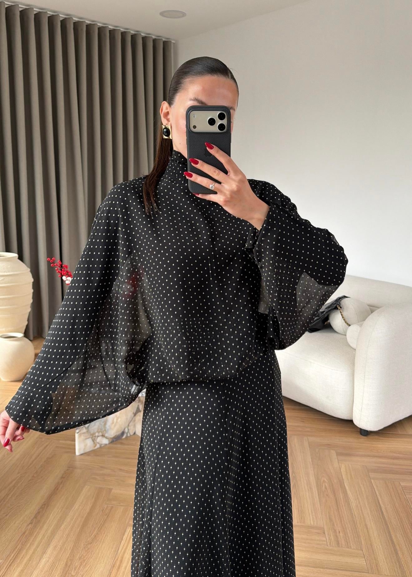 Polka Dots Chiffon Set black