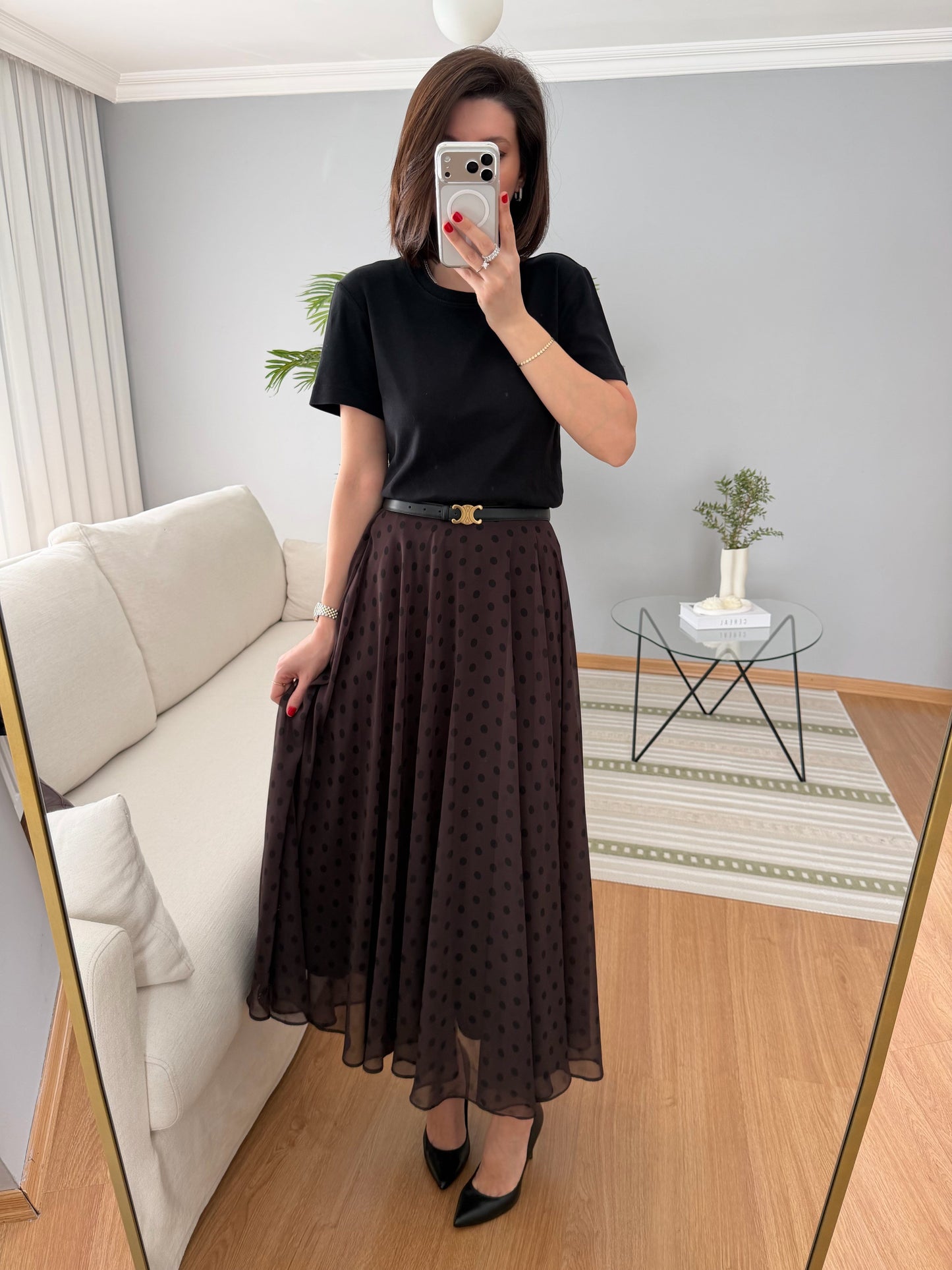 Retikla Polka Dot Patterned Black Skirt