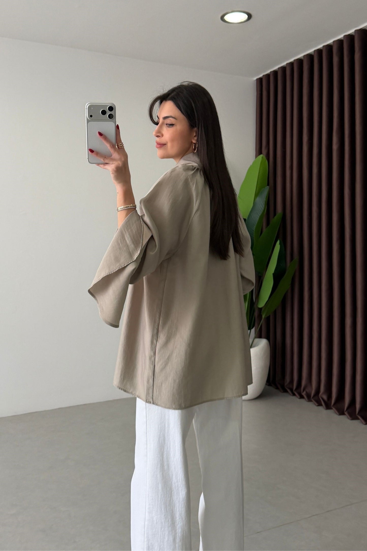 Wide sleeve Tie-Up Tencel Blouse
