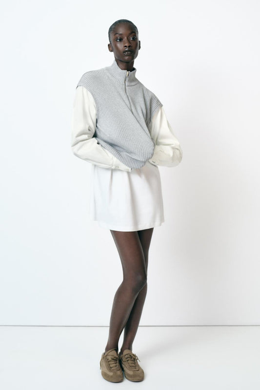 Zara knitted jumper with French cotton sleeve