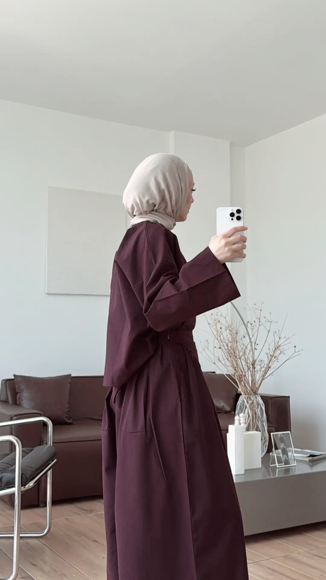 PIECE DETAILED LINEN SET - BURGUNDY
