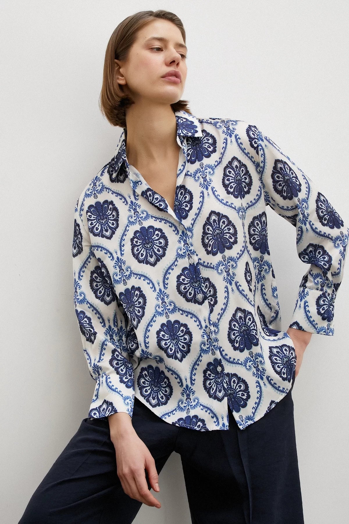 Printed satin shirt