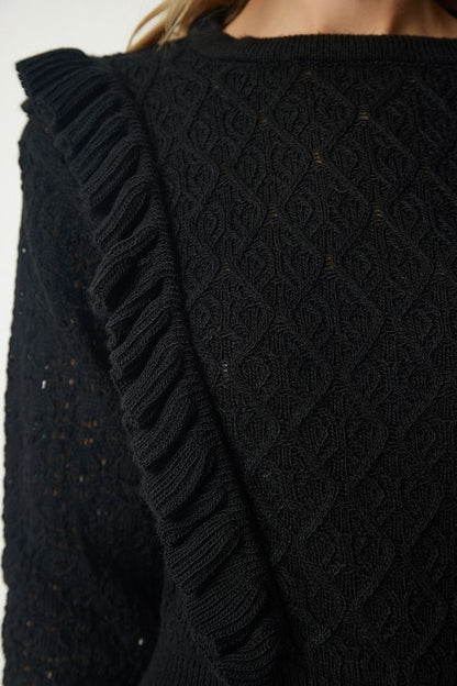 Knitwear sweater - openwork ruffle