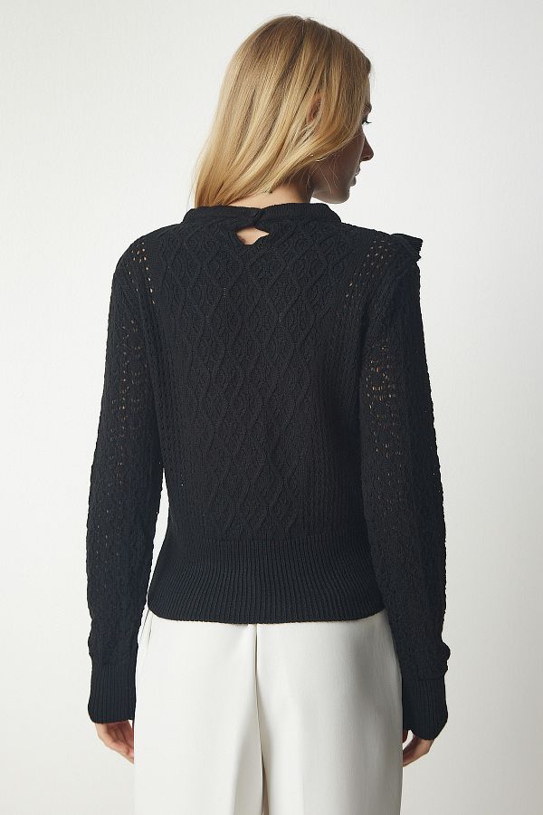 Knitwear sweater - openwork ruffle