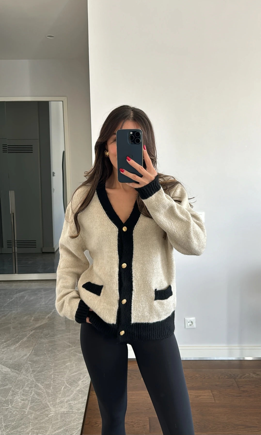 Contrast Wool Cardigan