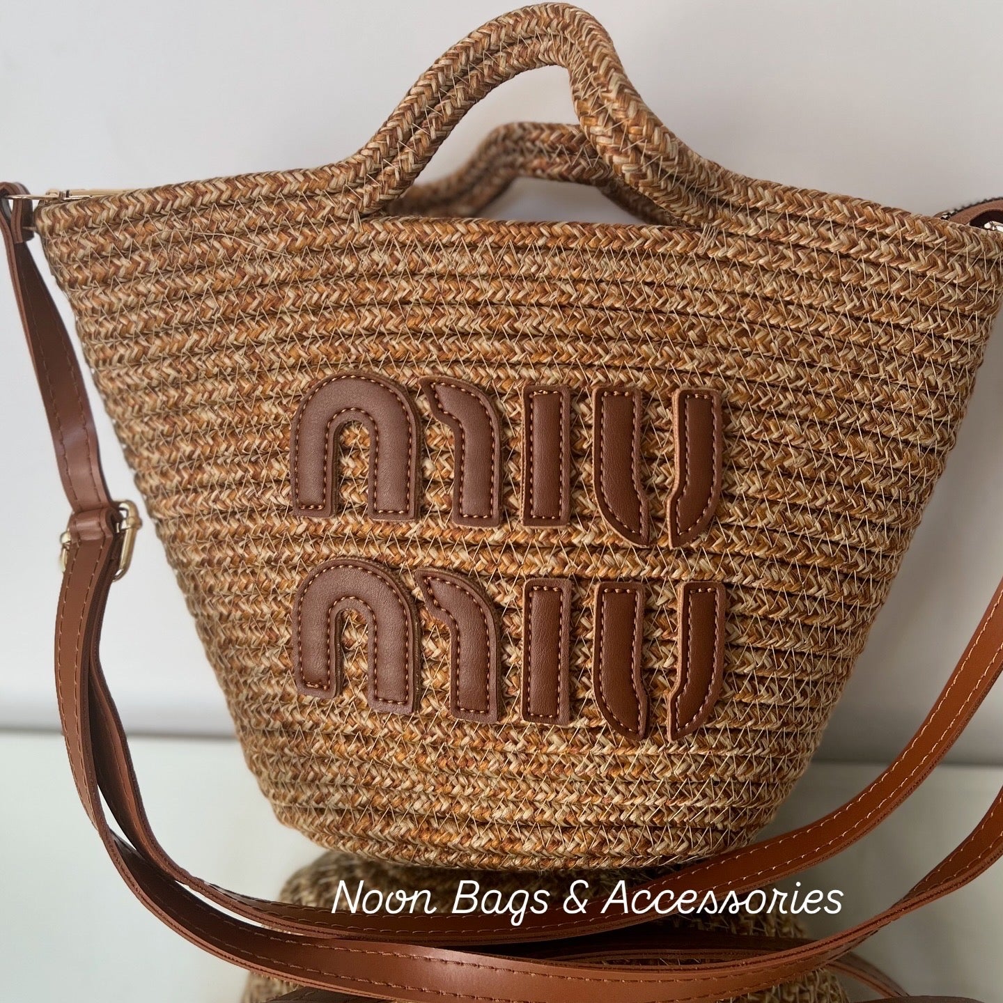 Miu miu straw tote bag