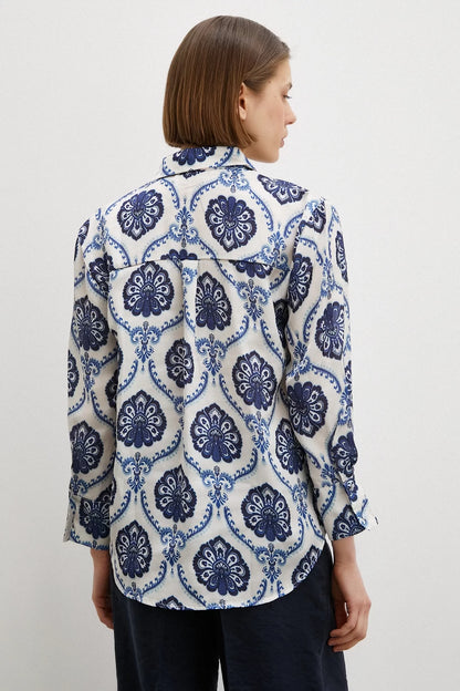 Printed satin shirt