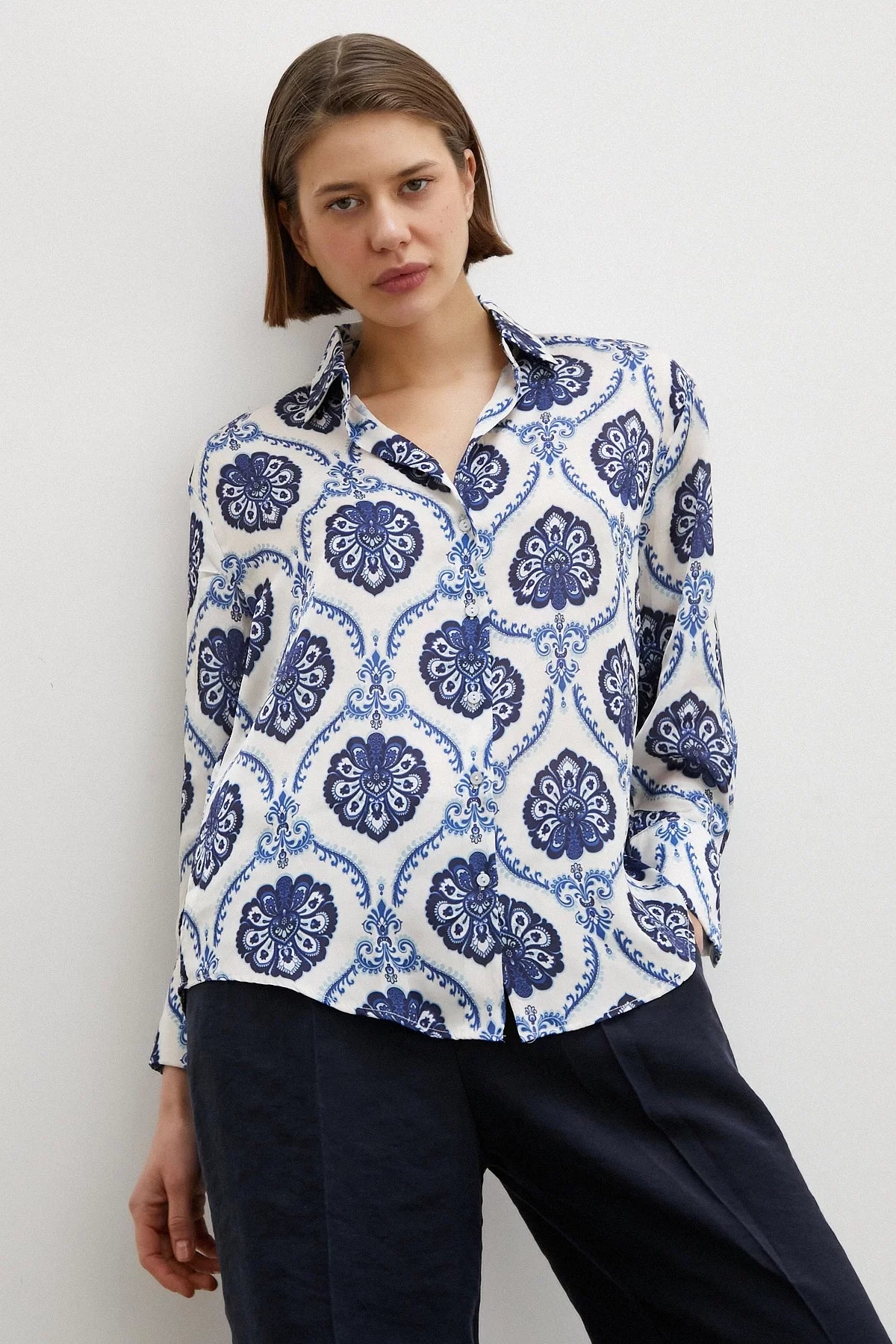 Printed satin shirt