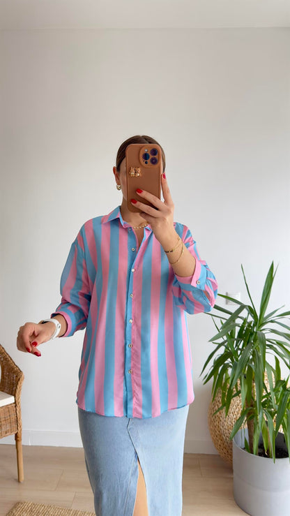 Zra Model striped shirt