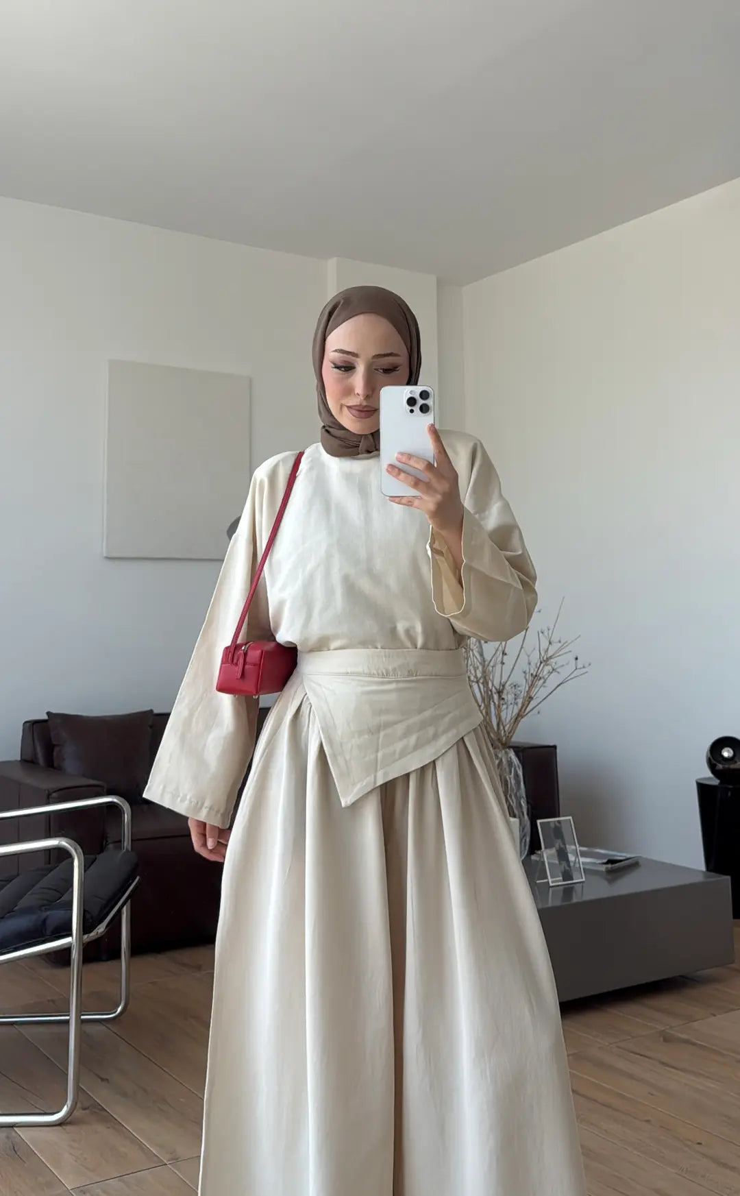 PIECE DETAILED LINEN SET - beige
