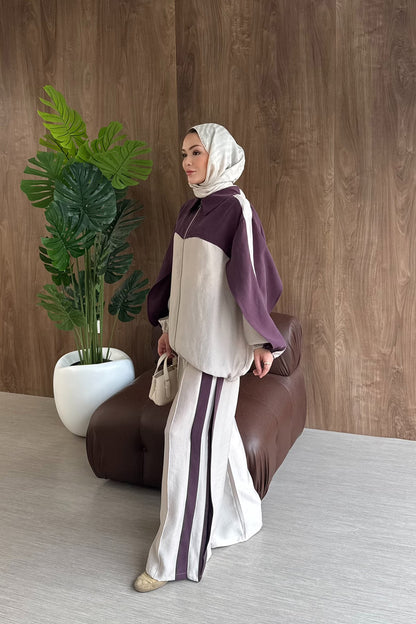 Contrast premium tencel set- burgundy