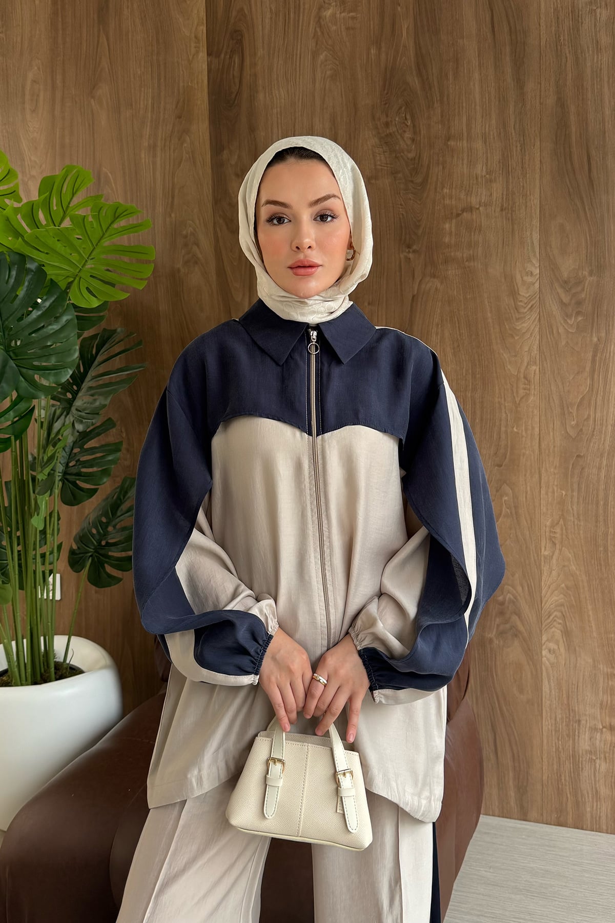 Contrast premium tencel set -navy blue
