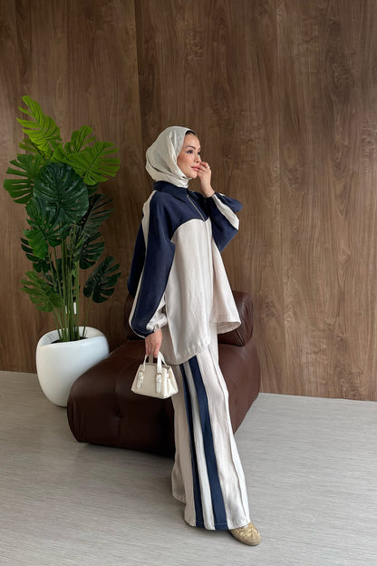 Contrast premium tencel set -navy blue