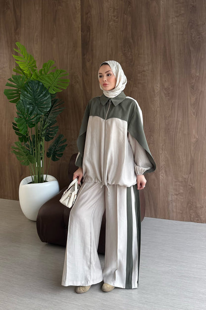 Contrast premium tencel set - olive green