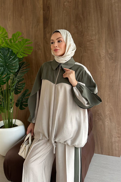 Contrast premium tencel set - olive green