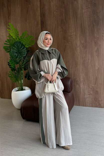 Contrast premium tencel set - olive green